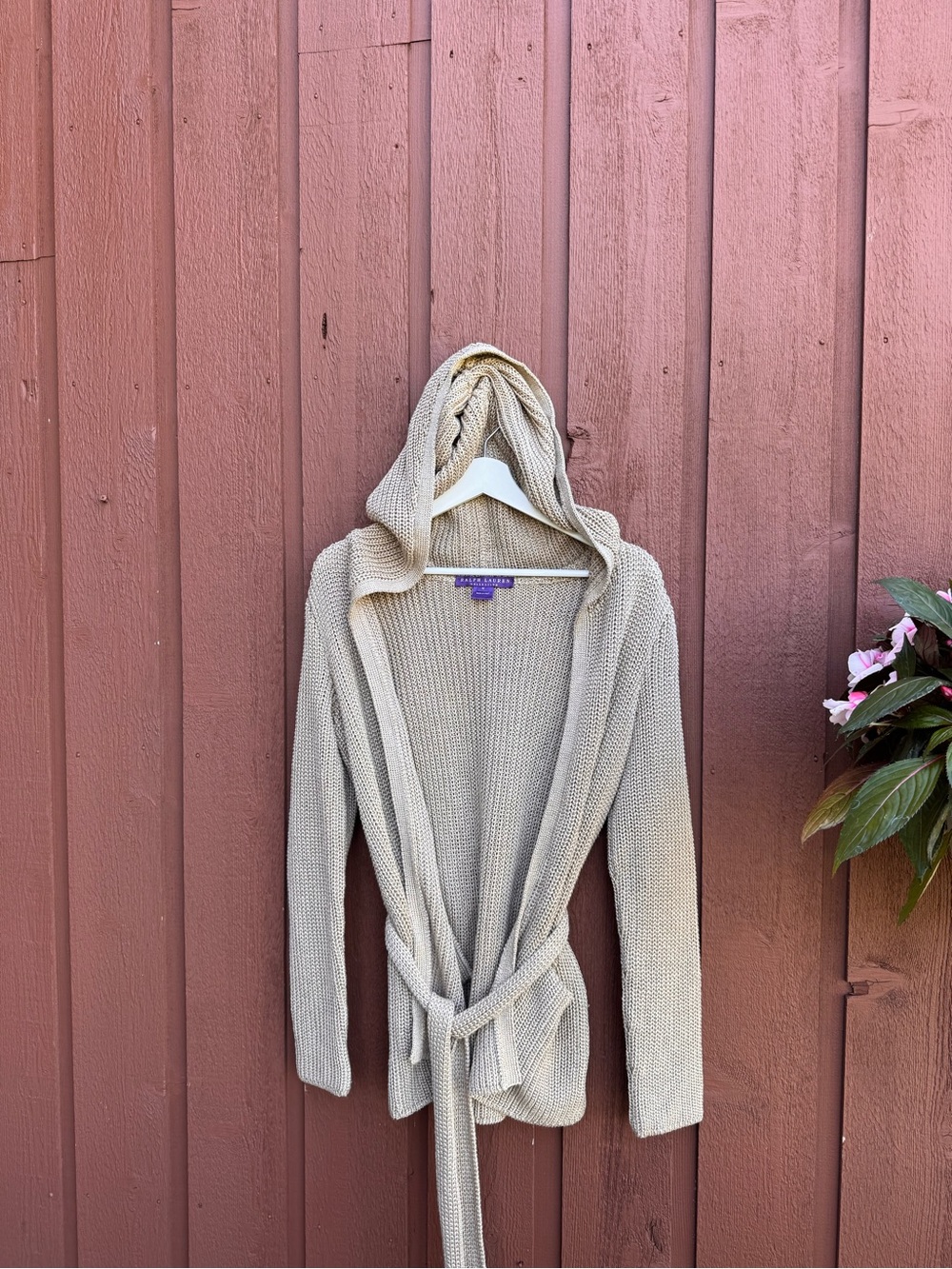 Ralph Lauren Collection Hooded Knit Cardigan Beige Women’s Size M
